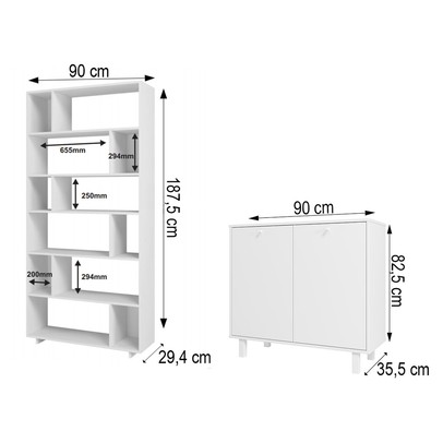 Escritório Completo 2 Portas 3 Gavetas Branco Bko - Brv