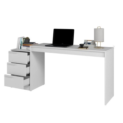 Escritório Completo 3 Gavetas 10 Prateleiras Branco Bko - Brv