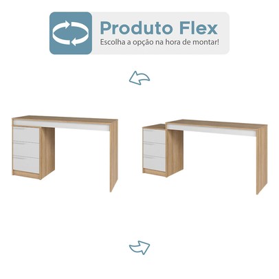 Escritório Completo 3 Portas 3 Gavetas Branco Bko - Brv