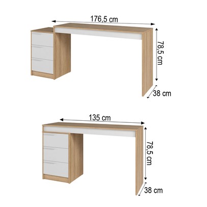 Escritório Completo 3 Portas 3 Gavetas Branco Bko - Brv