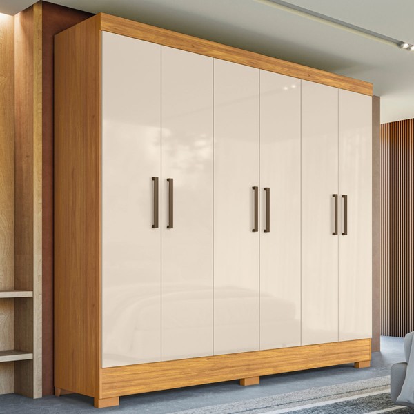 Guarda-Roupa Vero 6 Portas Cinamon/Off-White - Demóbile
