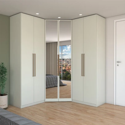 Guarda-Roupa Casal Modulado Kalore 6 Portas 3 Gavetas com Espelho Areia - Panorama Móveis