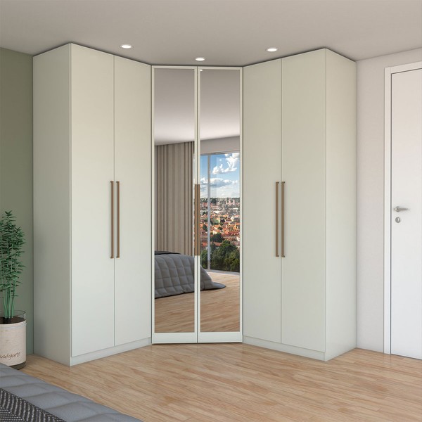 Guarda-Roupa Casal Modulado Kalore 6 Portas 3 Gavetas com Espelho Areia - Panorama Móveis