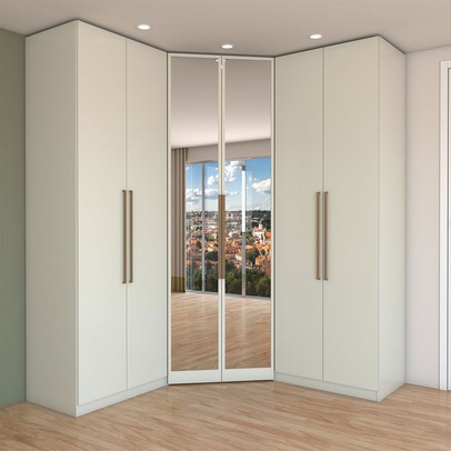 Guarda-Roupa Casal Modulado Kalore 6 Portas 3 Gavetas com Espelho Areia - Panorama Móveis