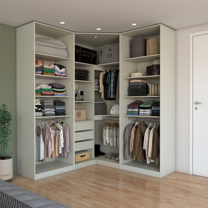 Guarda-Roupa Casal Modulado Kalore 6 Portas 3 Gavetas com Espelho Areia - Panorama Móveis