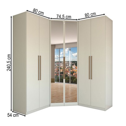 Guarda-Roupa Casal Modulado Kalore 6 Portas 3 Gavetas com Espelho Areia - Panorama Móveis