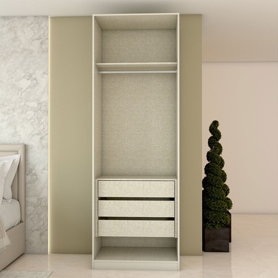 Guarda-Roupa Solteiro Modulado Kalore 2 Portas 3 Gavetas Kalore Areia - Panorama Móveis