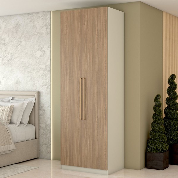 Guarda-Roupa Solteiro Modulado Kalore 2 Portas 3 Gavetas Kalore Areia/Jequitibá - Panorama Móveis