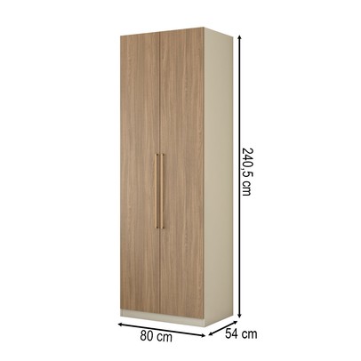 Guarda-Roupa Solteiro Modulado Kalore 2 Portas 3 Gavetas Kalore Areia/Jequitibá - Panorama Móveis