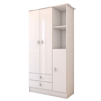 Guarda-Roupa Infantil Prince 3 Portas 2 Gavetas Branco - Panorama Móveis
