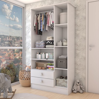 Guarda-Roupa Infantil Prince 3 Portas 2 Gavetas Branco - Panorama Móveis