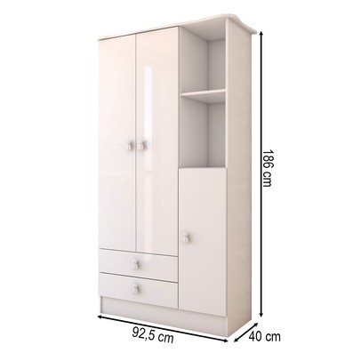 Guarda-Roupa Infantil Prince 3 Portas 2 Gavetas Branco - Panorama Móveis
