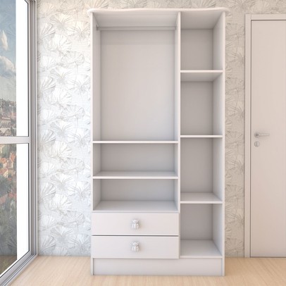 Guarda-Roupa Infantil Prince 3 Portas 2 Gavetas Branco - Panorama Móveis