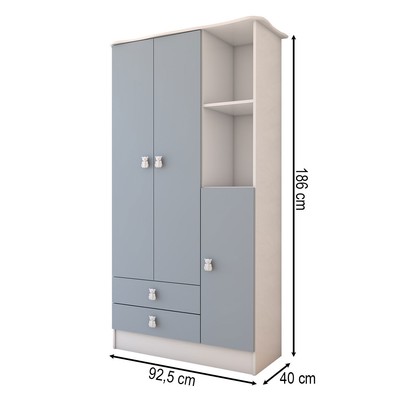 Guarda-Roupa Infantil Prince 3 Portas 2 Gavetas Azul - Panorama Móveis
