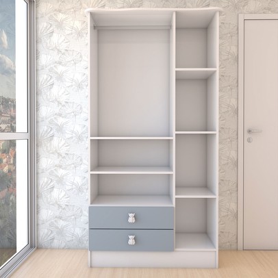 Guarda-Roupa Infantil Prince 3 Portas 2 Gavetas Azul - Panorama Móveis