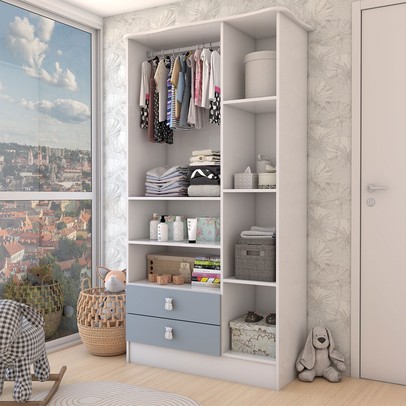 Guarda-Roupa Infantil Prince 3 Portas 2 Gavetas Azul - Panorama Móveis