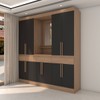 Guarda-Roupa Casal Joel 10 Portas 3 Gavetas com Espelho Nature/Preto Hp - Panorama Móveis
