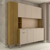 Armário de Cozinha com Balcão Talim 9 Portas 1 Gaveta Freijó/Vanilla - Panorama Móveis
