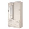 Guarda-Roupa Solteiro Trento 2 Portas 4 Gavetas com Espelho Flex Branco/Rosa - Panorama Móveis