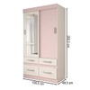Guarda-Roupa Solteiro Trento 2 Portas 4 Gavetas com Espelho Flex Branco/Rosa - Panorama Móveis