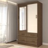 Guarda-Roupa Solteiro Trento 2 Portas 4 Gavetas com Espelho Flex Off White/Castanho - Panorama Móveis