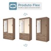 Guarda-Roupa Solteiro Trento 2 Portas 4 Gavetas com Espelho Flex Off White/Jequitibá - Panorama Móveis