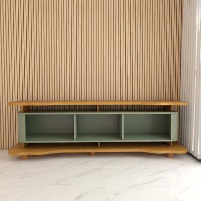 Rack para TV Até 75 Polegadas Aracaju 3 Portas Naturalle/Pistache - Panorama Móveis