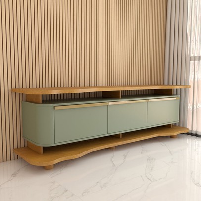 Rack para TV Até 75 Polegadas Aracaju 3 Portas Naturalle/Pistache - Panorama Móveis