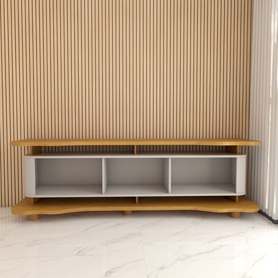 Rack para TV Até 75 Polegadas Aracaju 3 Portas Naturalle/Off White - Panorama Móveis