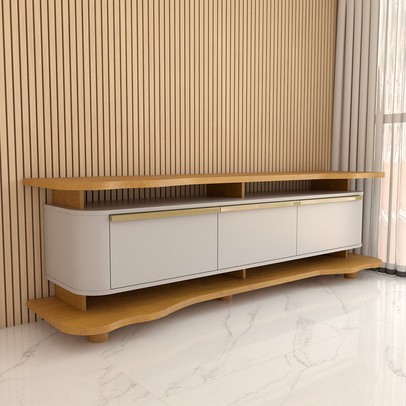 Rack para TV Até 75 Polegadas Aracaju 3 Portas Naturalle/Off White - Panorama Móveis