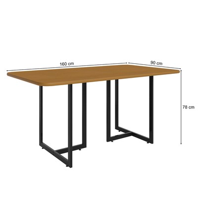 Mesa de Jantar 6 Lugares Imperatriz Preto/Nature - Art Panta