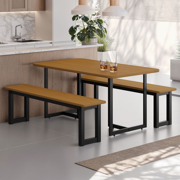 Mesa de Jantar 6 Lugares Imperatriz Preto/Nature - Art Panta