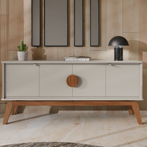 Balcão Buffet Paris 4 Portas Off White/Nature - Tebarrot