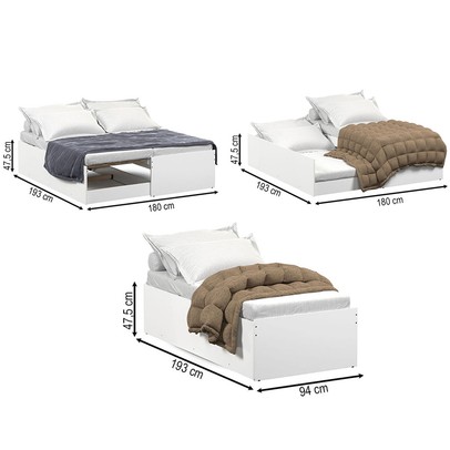 Cama Solteiro Bicama Matrix Flex Branco - Tebarrot