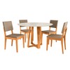 Mesa de Jantar 4 Lugares Flávia com Vidro Madeira Maciça Off White/Fendi - Kappesberg