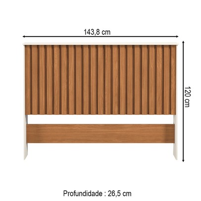 Cabeceira Casal Detroit Ripado Off White/Nature - Tebarrot