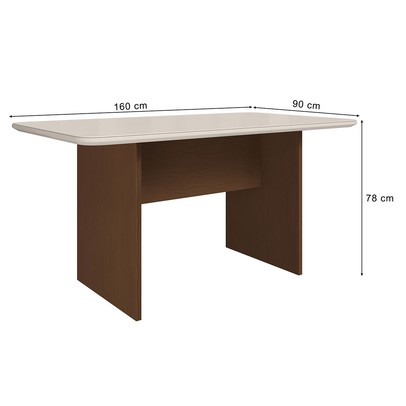 Mesa de Madeira Cairo com Vidro Freijó/Off White - Art Panta