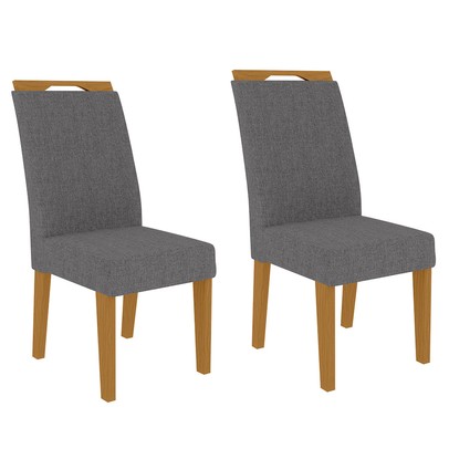 Cadeiras Kit 2 Cadeiras Evora Nature/Cinza - Art Panta