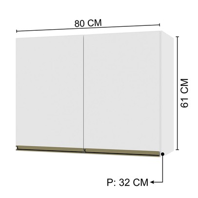 Armário Aéreo Cozinha 80 Cm 2 Portas 6123.35 Branco - Indekes