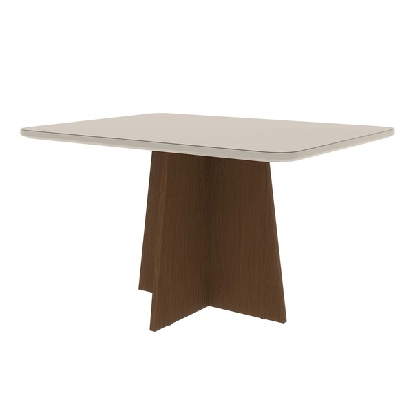 Mesa de Madeira Evora com Vidro Freijó/Off White - Art Panta