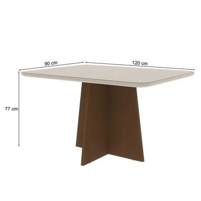 Mesa de Madeira Evora com Vidro Freijó/Off White - Art Panta