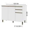 Balcão de Cozinha para Pia 120 Cm 3 Portas 2 Gavetas Branco 6123.17 - Indékes