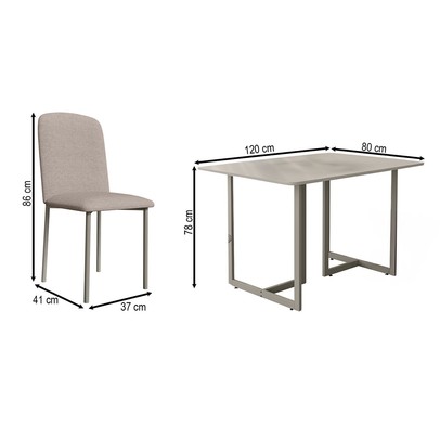 Mesa de Jantar 4 Lugares Belle Classic Champagne/Bege - Art Panta