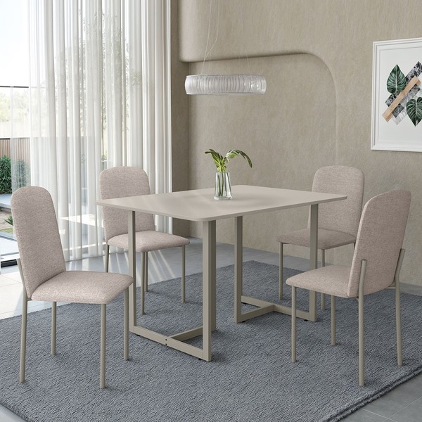 Mesa de Jantar 4 Lugares Belle Classic Champagne/Bege - Art Panta