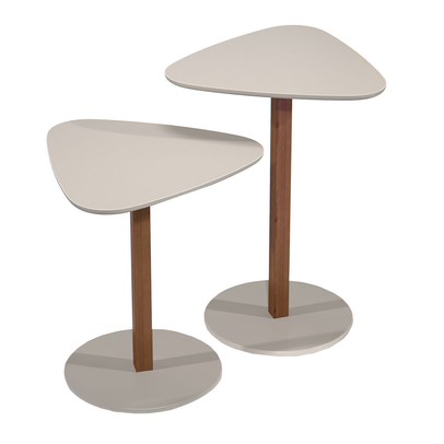 Mesa de Canto Paris Kit 2 Peças Off White/Nature - Tebarrot