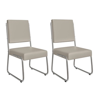 Cadeiras Kit 2 Cadeiras Monaco Cromado/Off White - Art Panta