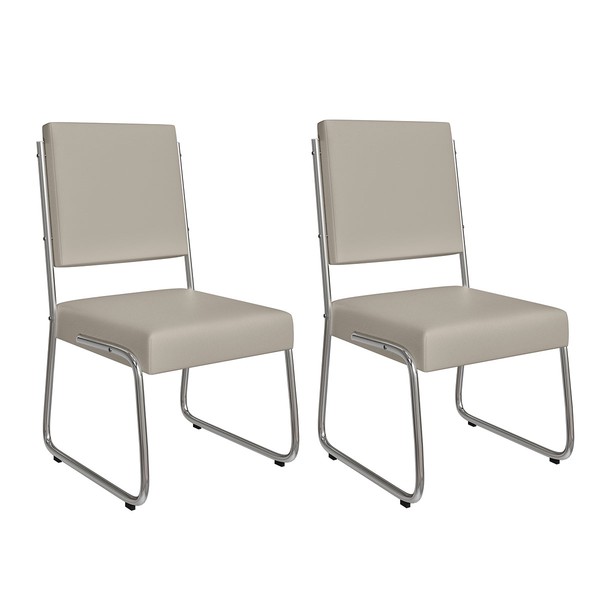 Cadeiras Kit 2 Cadeiras Monaco Cromado/Off White - Art Panta