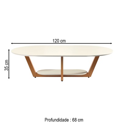 Mesa de Centro Elegance Off White/Nature - Tebarrot