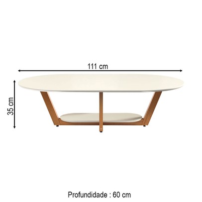 Mesa de Centro Elegance Off White/Nature - Tebarrot