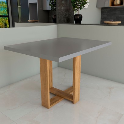 Canto Alemão Amelia com 2 Cadeiras Mel/Cinza Brilho/Veludo Grafite - Panorama Móveis